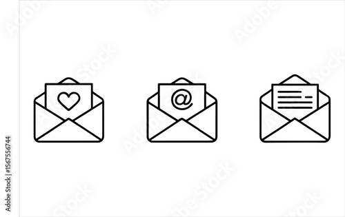 Set of Vector Envelope Icons for Mail and Communication
