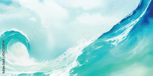 A peaceful abstract ocean painting in aqua, blue, and green watercolor tones. Great for wallpapers, branding, and digital design work.
