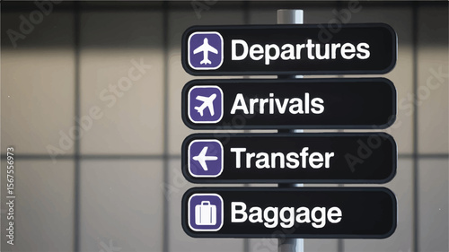 Airport directional signs departures arrivals