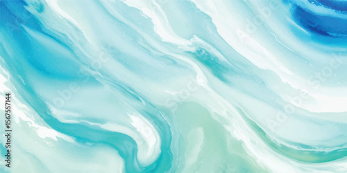 A peaceful abstract ocean painting in aqua, blue, and green watercolor tones. Great for wallpapers, branding, and digital design work.
