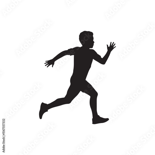 Kid runner silhouette vector illustration design on white background.
