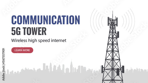 Communication tower wireless internet vector