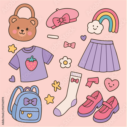 Harajuku kawaii girly cliparts stickers