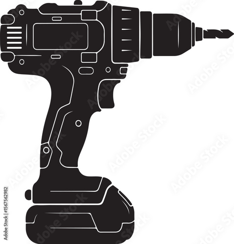 powerful electric drill, a hand tool isolated on a white background