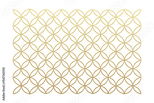 Gold overlapping circles pattern on geometric design decorative vector
