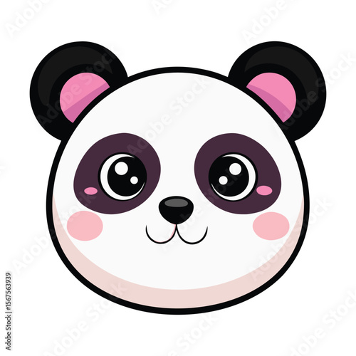 Adorable Panda Face with Cute Eyes and Blush