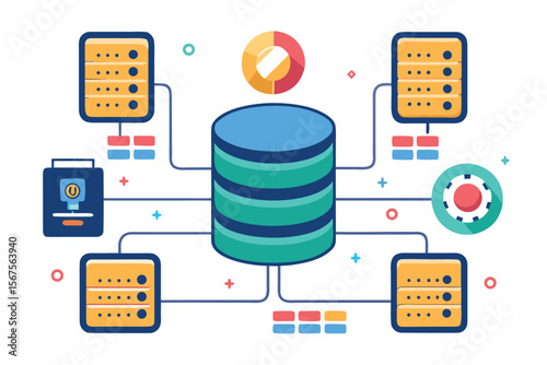 Visual representation of data architecture showing connections between databases and analytics tools