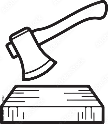 Hand holding a metal axe and hammer vector icon illustration set