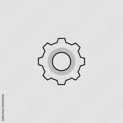 Minimal Gear Settings Icon – Flat Vector Cogwheel for App UI and Web Design