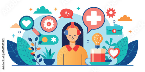Health and wellness concepts with a woman engaging in online support and care