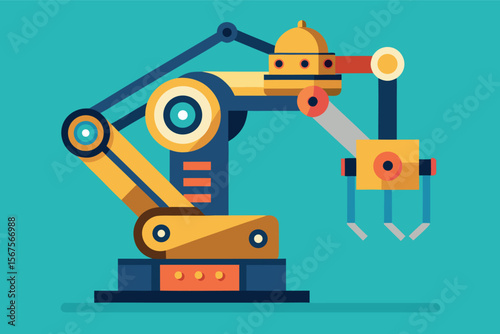 Colorful robotic arm with gripper ready for industrial tasks in a modern workspace setting