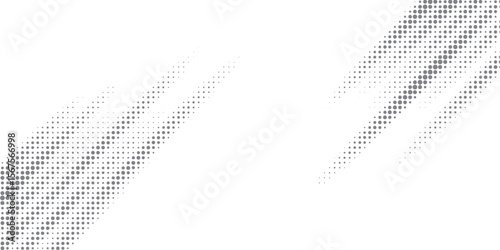 Abstract Gray Halftone Lines with Diagonal Dot Pattern on Clean White Background.