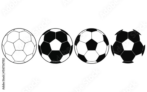 Black white soccer balls graphic footballs black and white