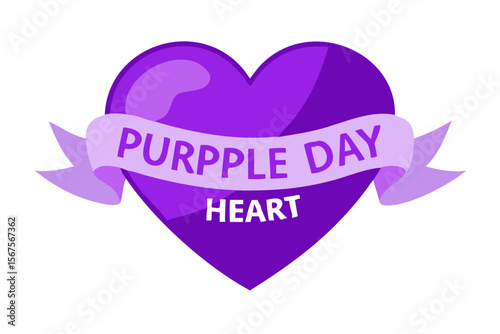 Purple day heart with banner celebrating epilepsy awareness and support