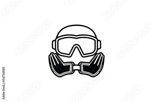 Gas Mask Icon Vector Illustration in Black and White Style