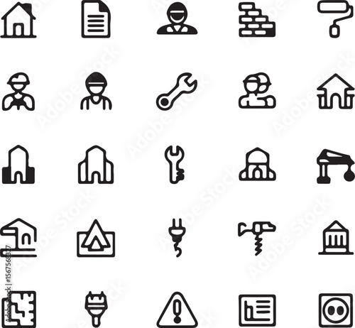 Web design vector icon set: business, people, medical, and music symbols, signs, and illustrations