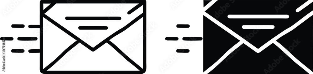 Fast Mail Envelope Icons – Black and White Email Message Delivery Vector Set Fast Mail Envelope Icons – Black and White Email Message Delivery Vector Set