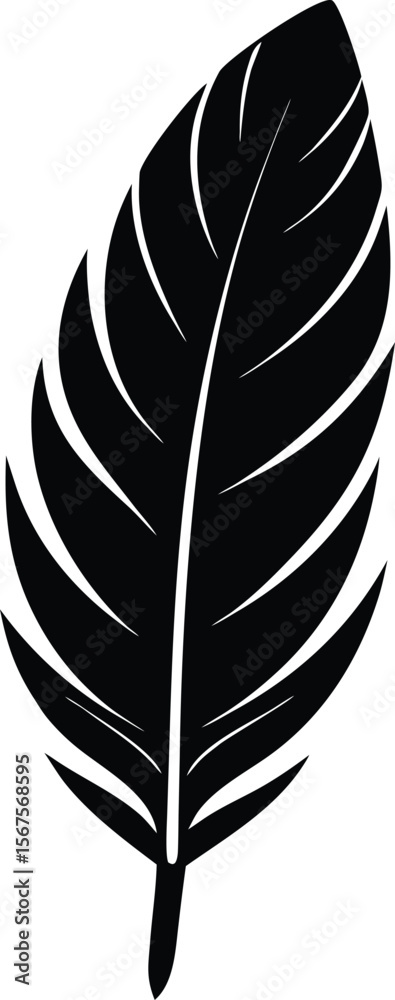 Obraz premium Single black feather silhouette simple design