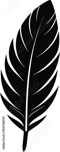 Single black feather silhouette simple design