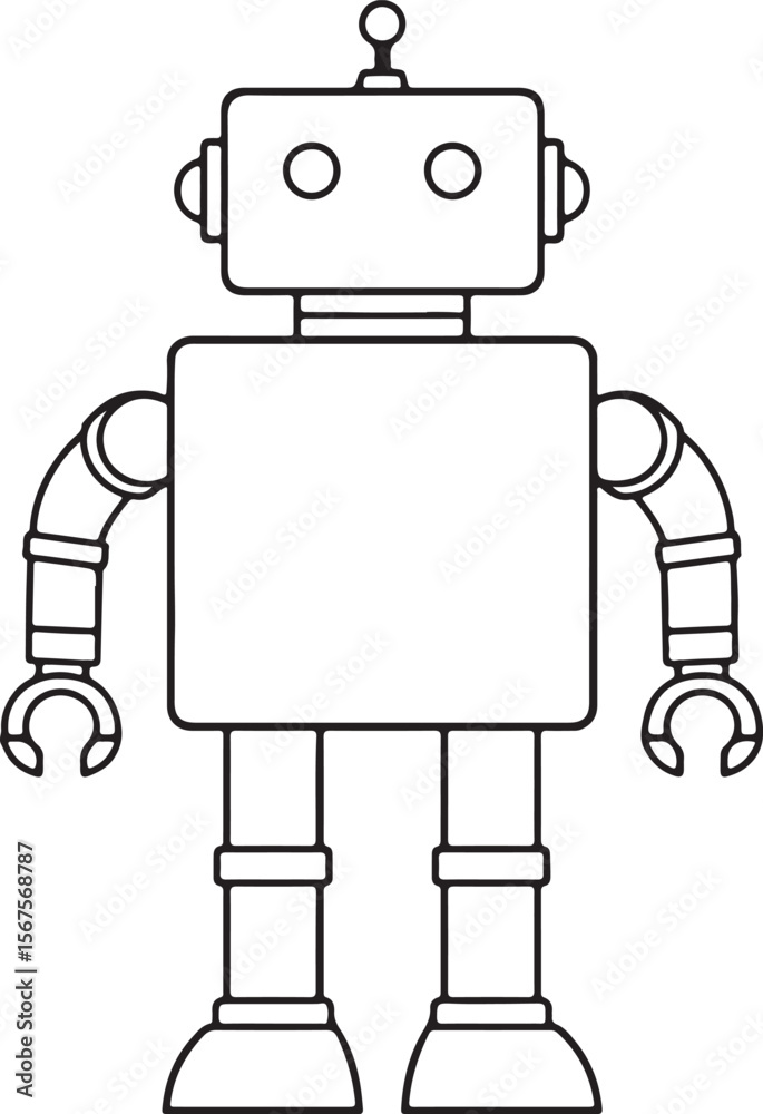 Naklejka premium Funny cartoon robot holding a blank sign for your business advertising on a computer screen