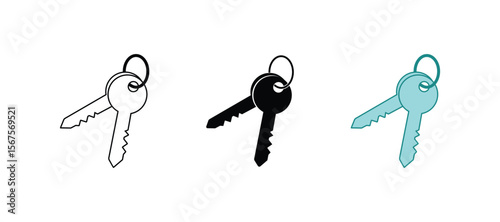 Key lock icon for security and protection key symbol vector. Key icon set.