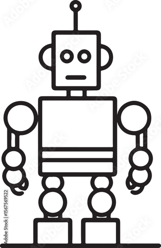 Funny cartoon robot holding a blank sign for your business advertising on a computer screen