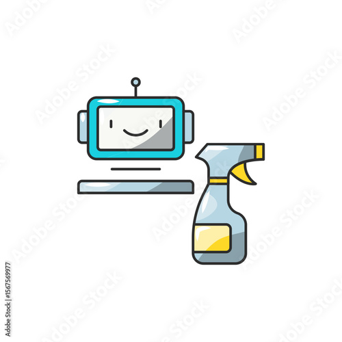 Sanitize Bot Icon, Hospital Disinfection Drone UV.
