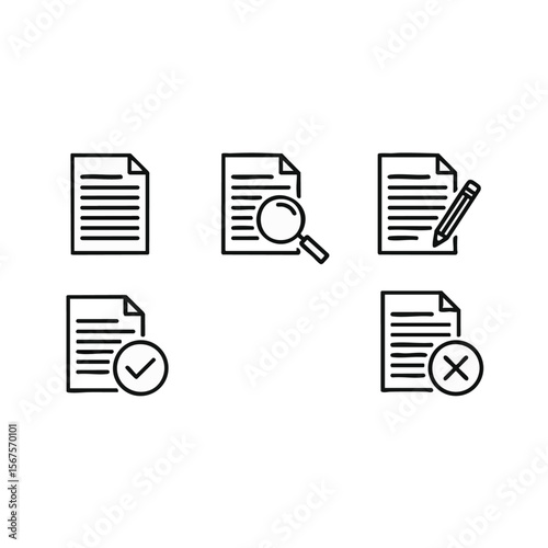 Document icons depicting editing, reviewing, approval, and rejection processes.