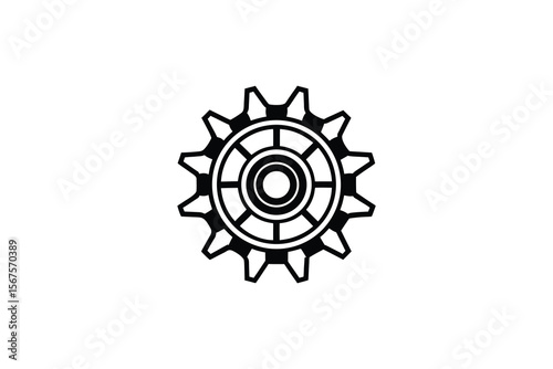 Isolated Gear Icon on White Background Simple Black and White Design
