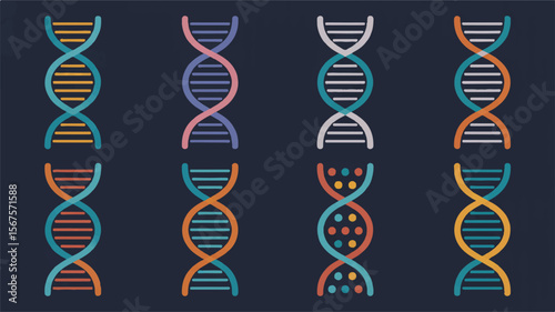 Colorful dna helix illustrations science biology