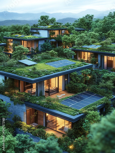 New energy photovoltaic power generation and vertical greening application, green city construction concept