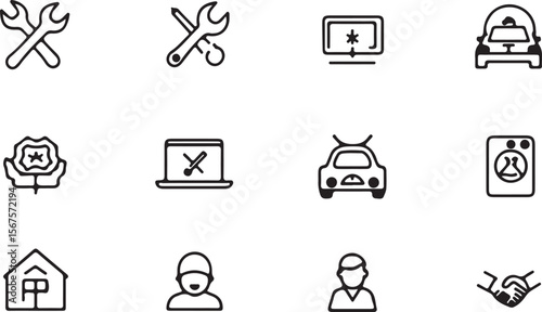 Web design vector icon set: business, people, medical, and music symbols, signs, and illustrations