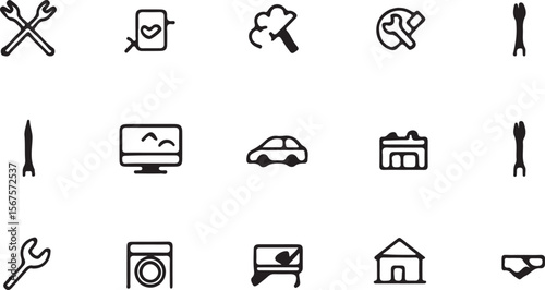 Web design vector icon set: business, people, medical, and music symbols, signs, and illustrations