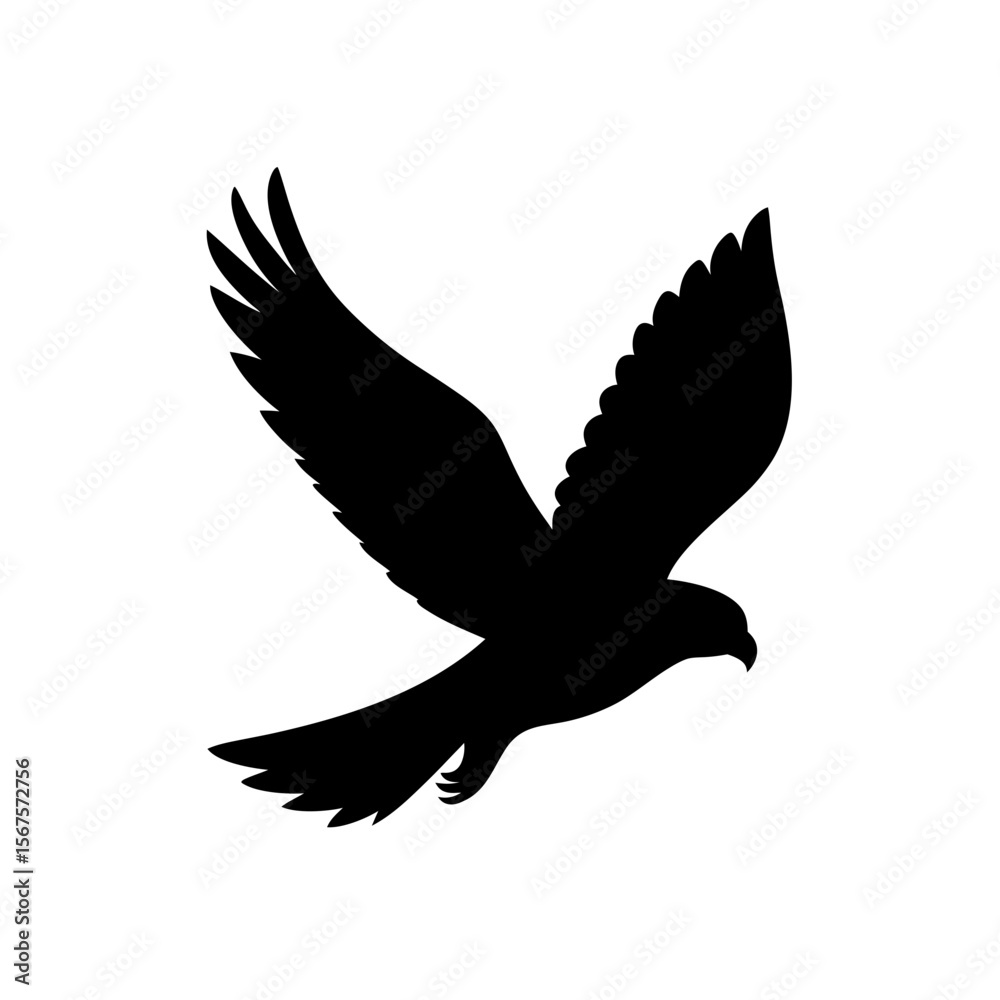 Obraz premium Dynamic Black Silhouette Hawk Diving Powerful Bird of Prey Design