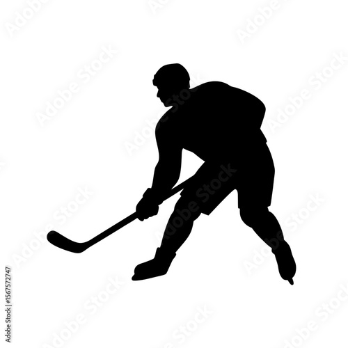 Intense Black Silhouette Hockey Player Shooting Dynamic Sport Action