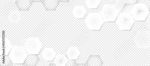 Abstract white transparent geometric hexagon pattern background. Healthcare and technology concept. Vector