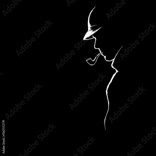 silhouette illustration of a detective 