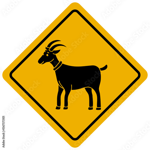 beware of goat sign. australian wildlife symbol