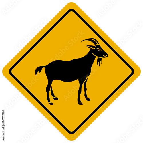 goat warning sign. australian wildlife road sign