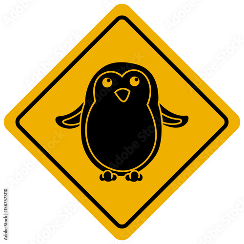 penguin animal beware sign