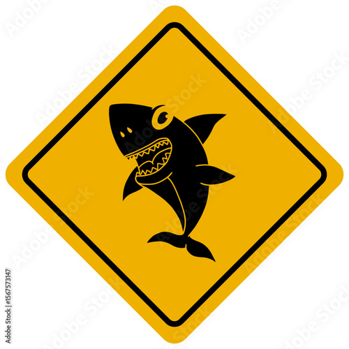 warning sign with a shark