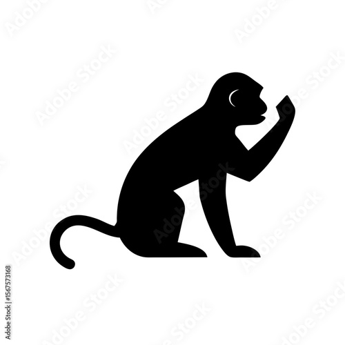 Loud Black Silhouette of a Gibbon Calling Tropical Primate Sound