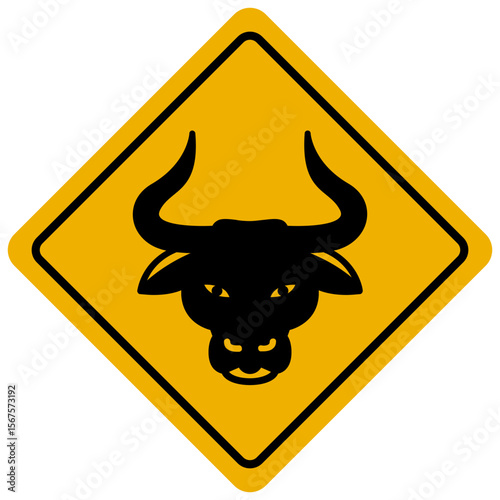 bull animal danger warning sign