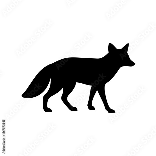 Cunning Black Silhouette of a Fox Stalking Predator Wildlife Scene
