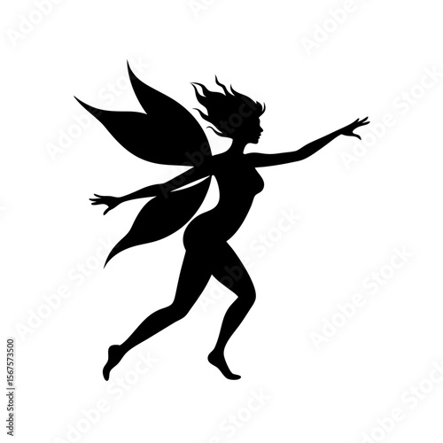 Mystical Black Silhouette Dryad Dancing Beautiful Woodland Spirit Design