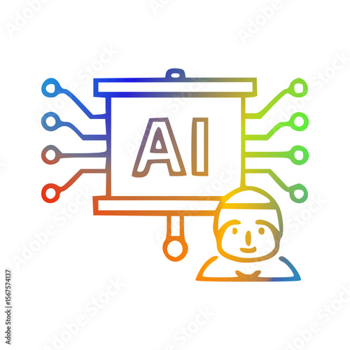 AI tutor vector color gradient illustration