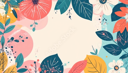 Creative floral border design digital artwork colorful background graphic design aesthetic viewpoint nature concept for custom projects