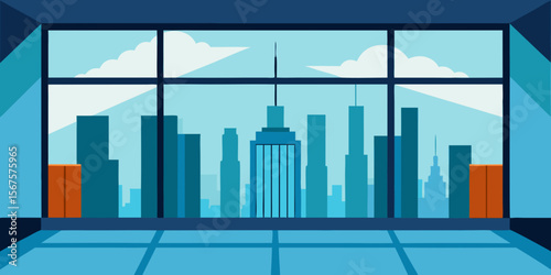 Modern urban city skyline at night with skyscraper buildings and architectural silhouettes, a perfect vector illustration of a thriving business downtown metropolis