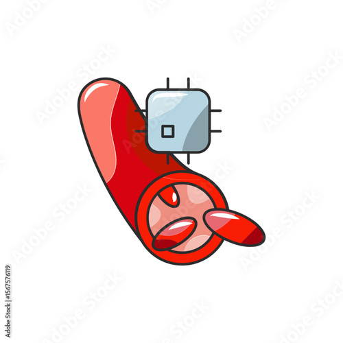 Nano Surgeon Icon, Microbot Blood Vessel Operation.
