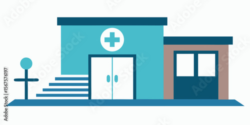 Modern Hospital Building Design Healthcare Facility Illustration
